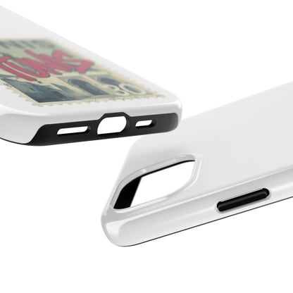 Coque de téléphone résistante à motif timbre vintage de Tunis — Étui de téléphone rétro pour voyage en Tunisie