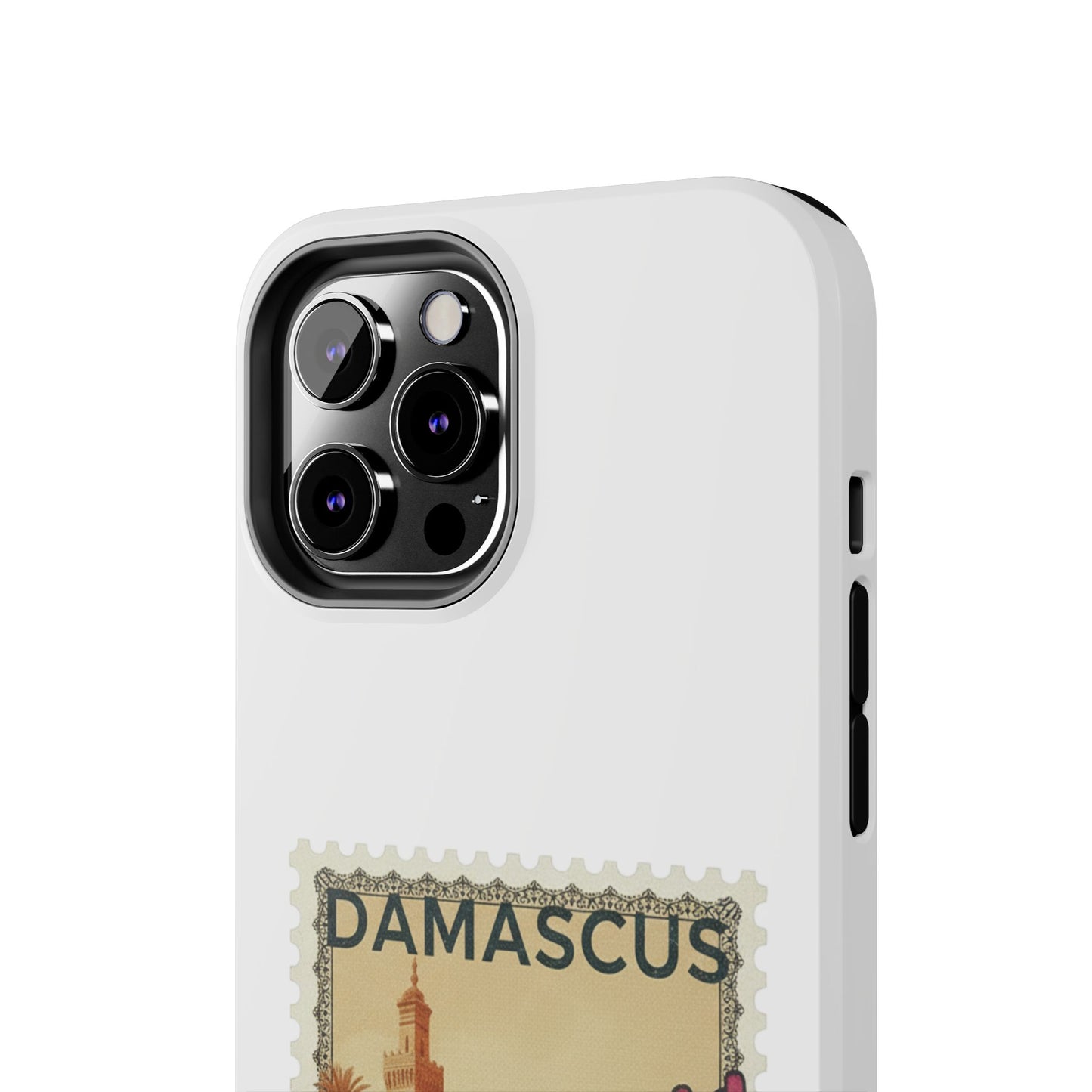 Étui de téléphone résistant à motif de timbres vintage Damas — Coque de téléphone rétro pour voyage