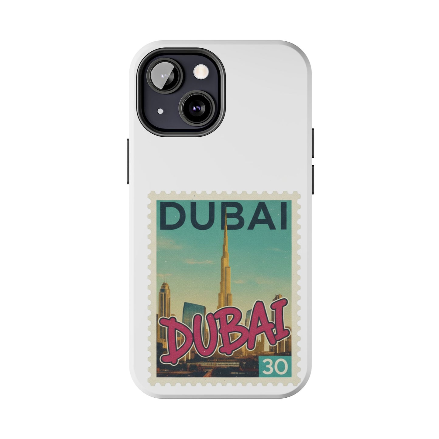 Coque de téléphone motif timbre-poste de Dubaï — Coque iPhone résistante inspirée du voyage