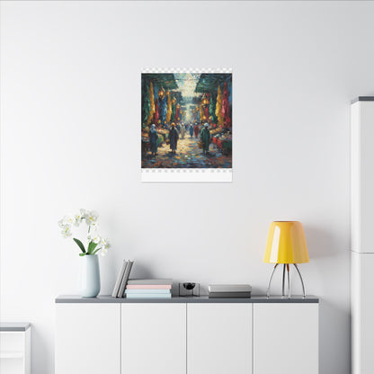 Middle Eastern Market Matte Canvas Wall Art — Colorful Bazaar Street Scene