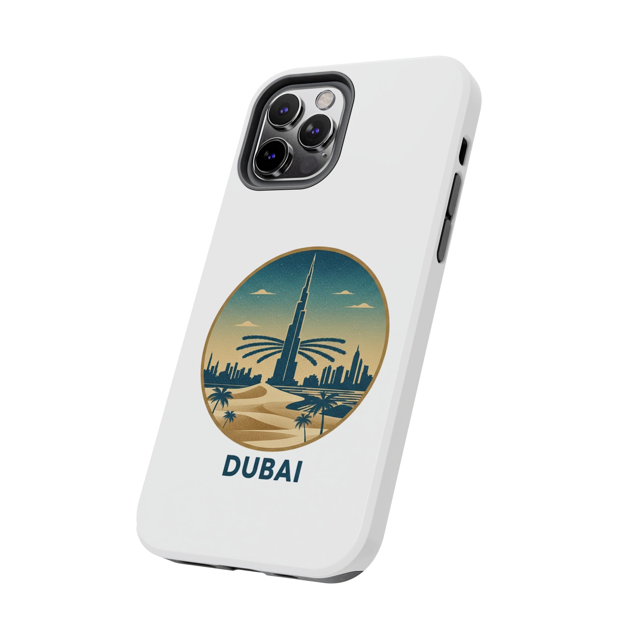 Dubai Skyline Tough Phone Case — Retro Desert Palm Travel Phone Cover