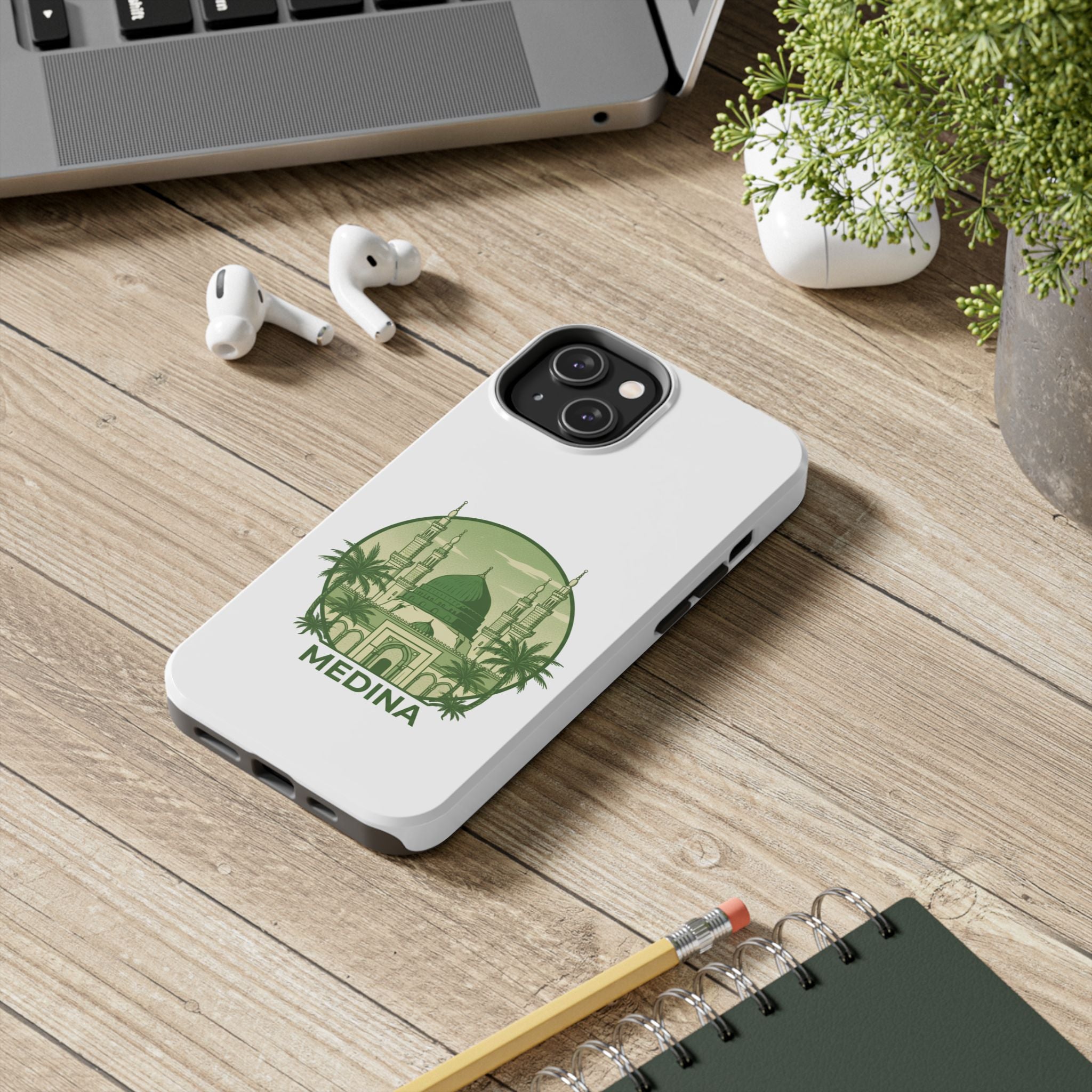 Medina Mosque Tough Phone Case – Islamic Landmark Green Phone Cover
