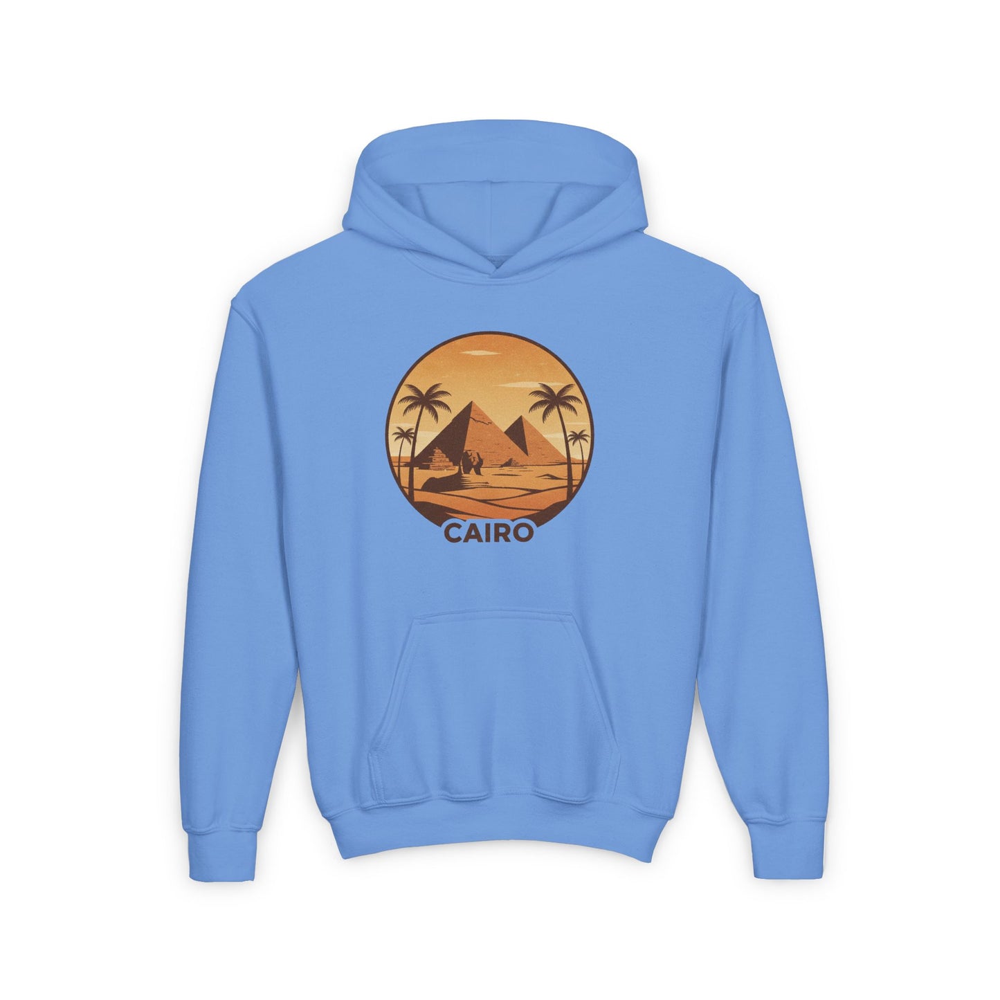 Youth Hoodie - Cairo Retro Pyramids Sunset Graphic