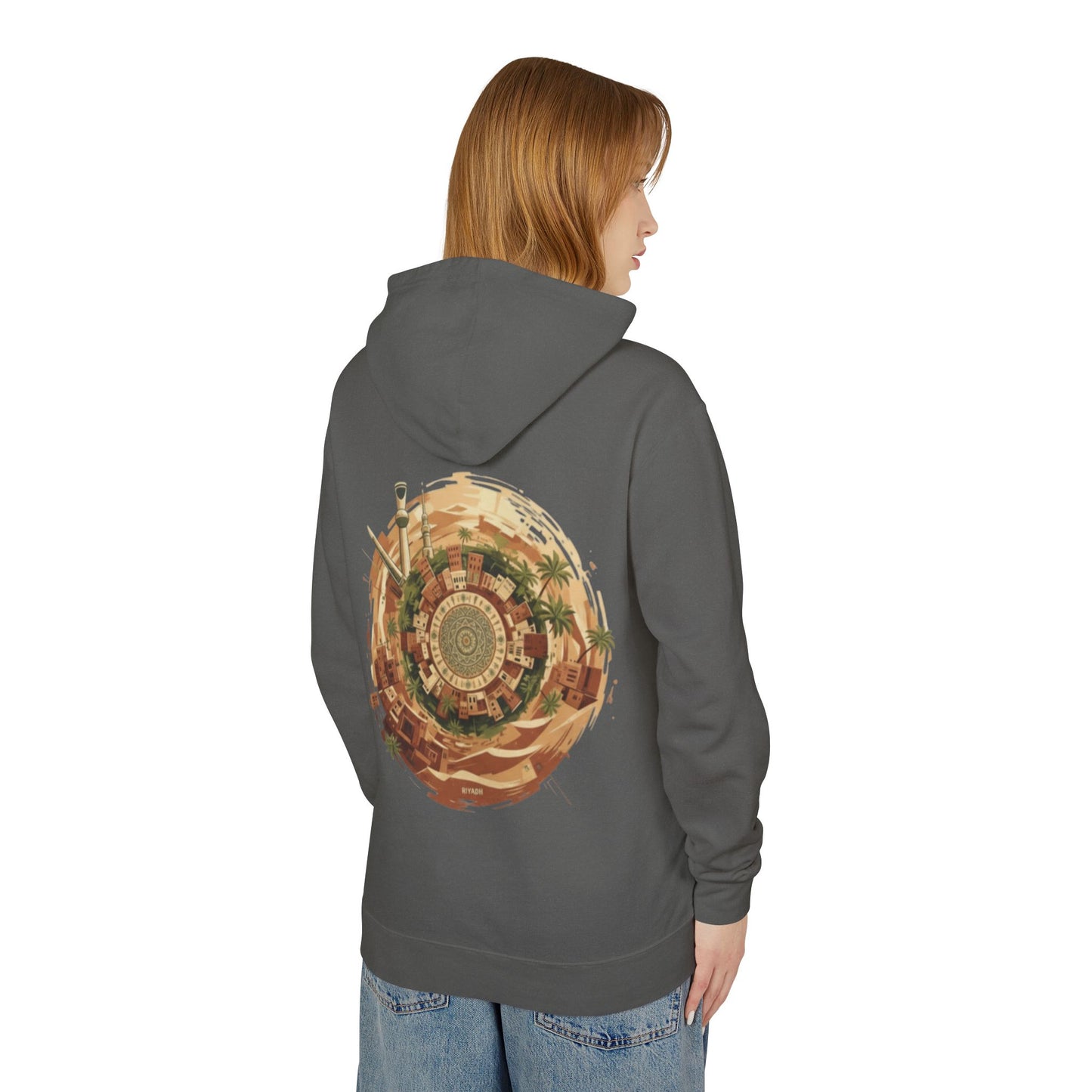SPIRAL OASIS MIDDLE EAST DEPICTION Unisex Lightweight Hooded Sweatshirt