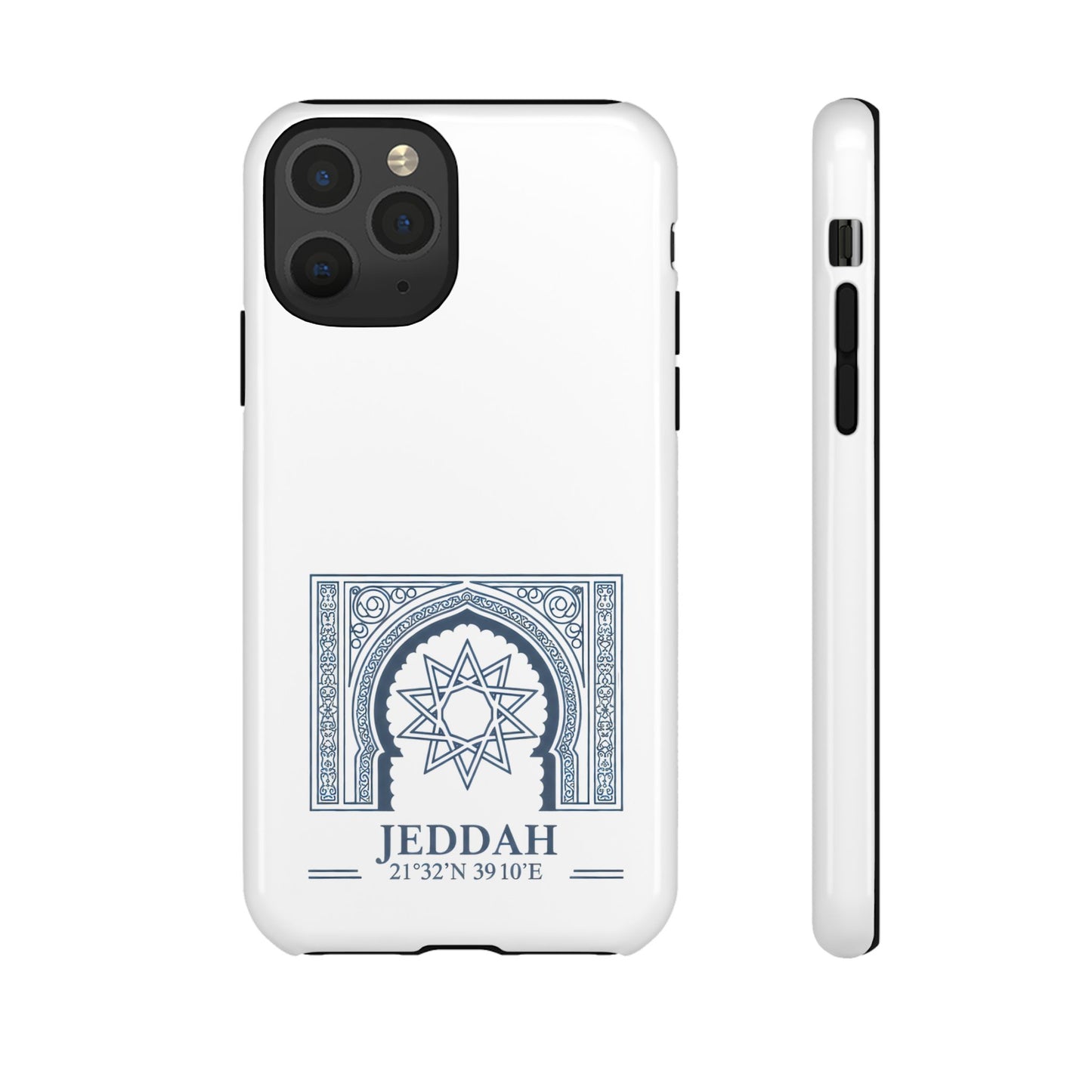 Jeddah Coordinates Phone Case — Blue Islamic Arch Travel Souvenir