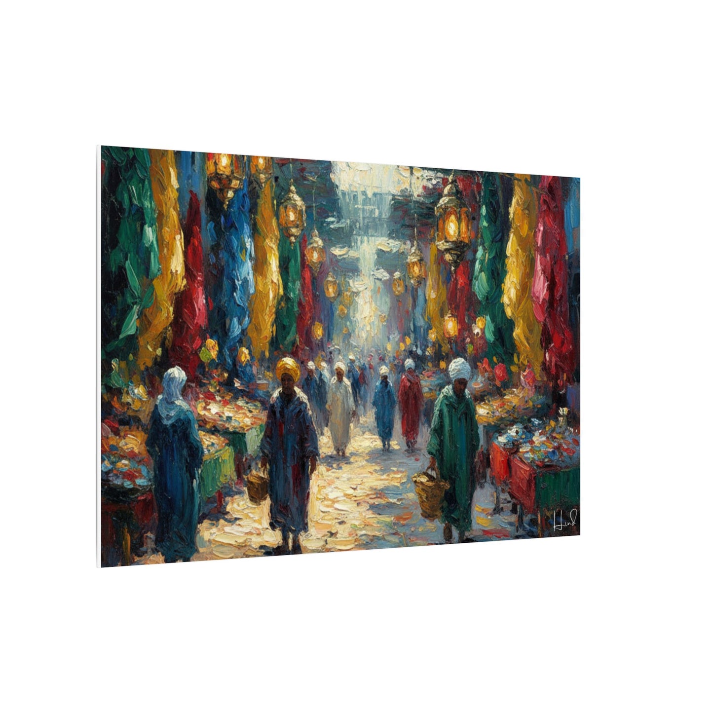 Middle Eastern Market Matte Canvas Wall Art — Colorful Bazaar Street Scene