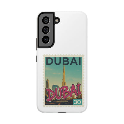 Coque de téléphone motif timbre-poste de Dubaï — Coque iPhone résistante inspirée du voyage