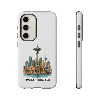 Coque de téléphone résistante Doha x Seattle Skyline — Protection pour téléphone inspirée de la ville