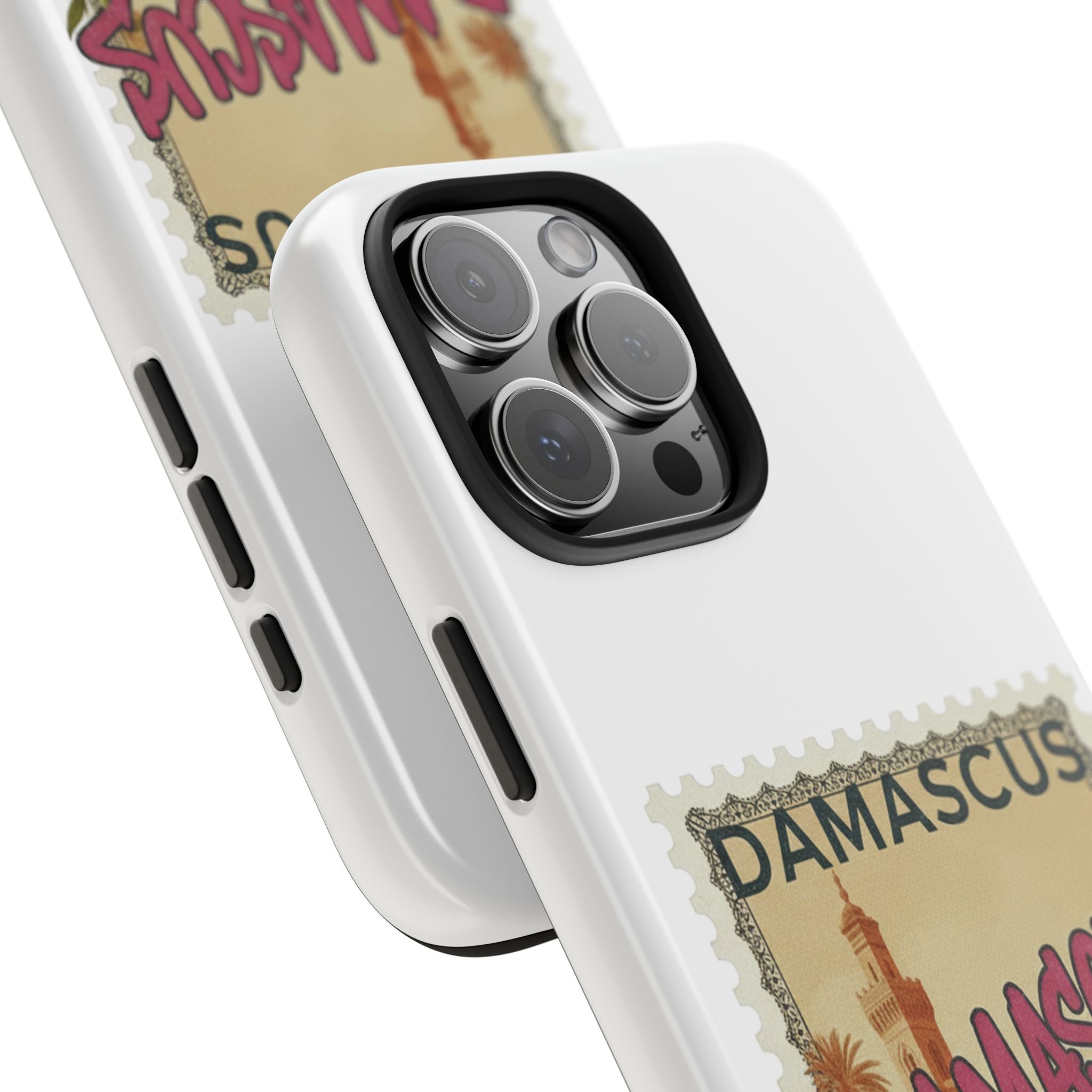 Damascus Vintage Stamp Tough Phone Case — Retro Travel Phone Cover