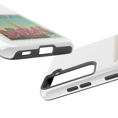 Coque de téléphone motif timbre-poste de Dubaï — Coque iPhone résistante inspirée du voyage