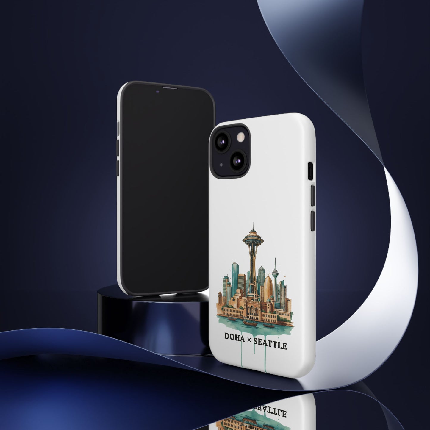 Coque de téléphone résistante Doha x Seattle Skyline — Protection pour téléphone inspirée de la ville