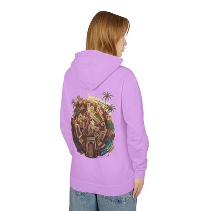 Lightweight Hoodie — Vintage Moroccan Medina Circle Back Print