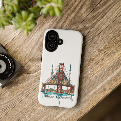 City Bridge Phone Case — Istanbul × San Francisco Illustrated Travel Design