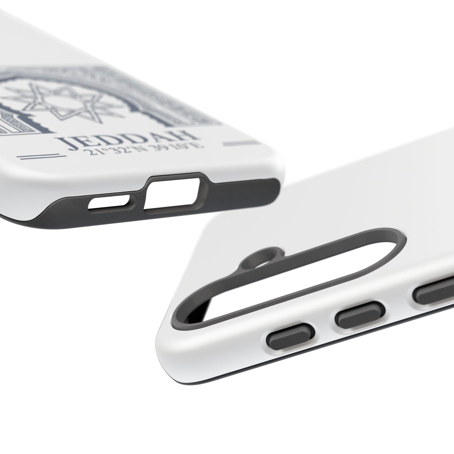 Jeddah Coordinates Phone Case — Arabic Arch Geometric Design