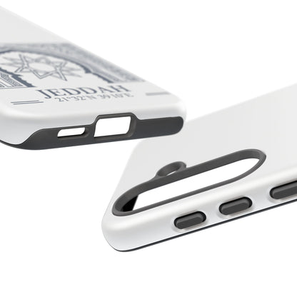 Jeddah Coordinates Phone Case — Arabic Arch Geometric Design