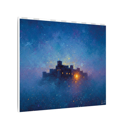 Tableau sur toile mate « Forteresse de la Nuit Étoilée » — Paysage mystique de château bleu
