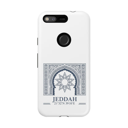 Jeddah Coordinates Phone Case — Arabic Arch Geometric Design