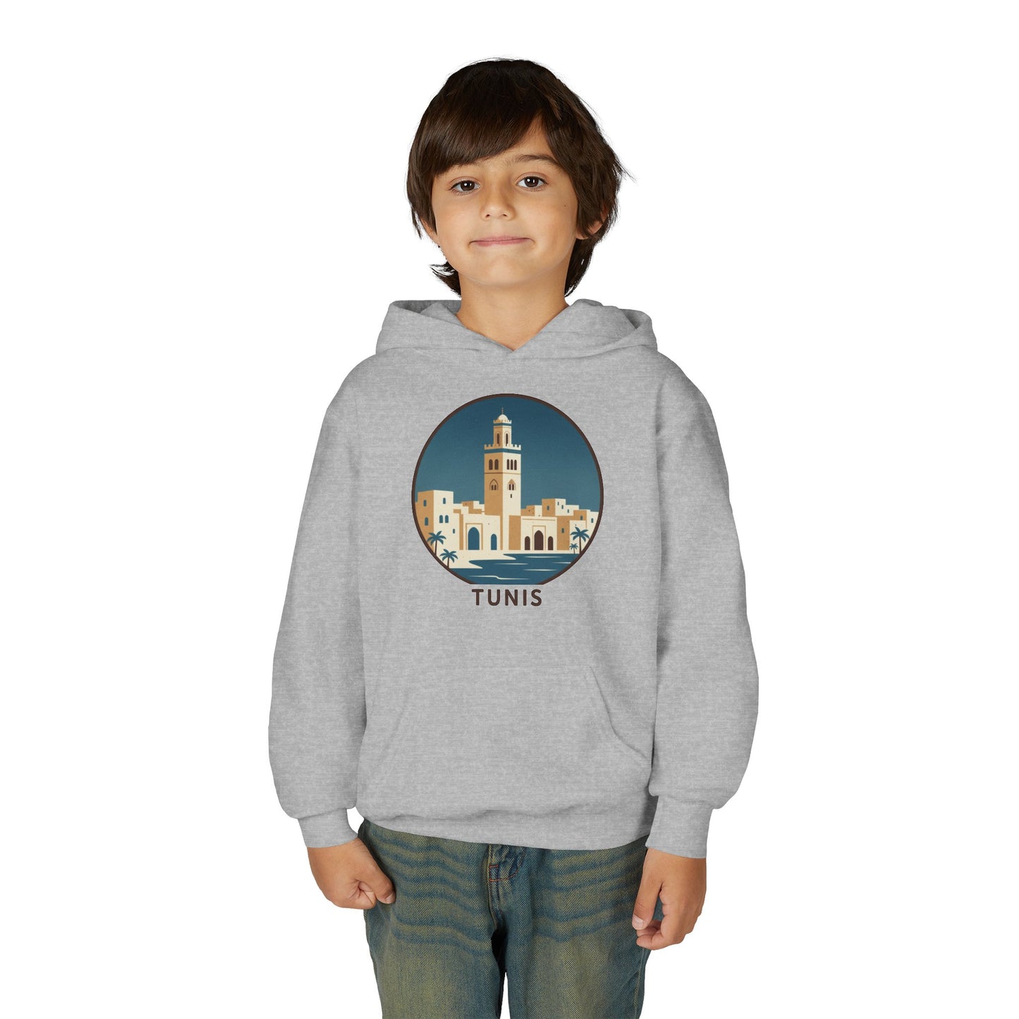 Tunis Youth Hoodie — Retro Tunis Cityscape Sweatshirt