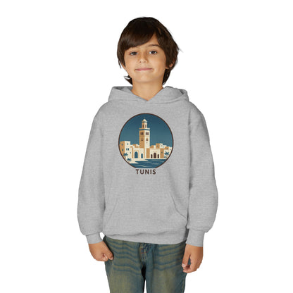 Tunis Youth Hoodie — Retro Tunis Cityscape Sweatshirt