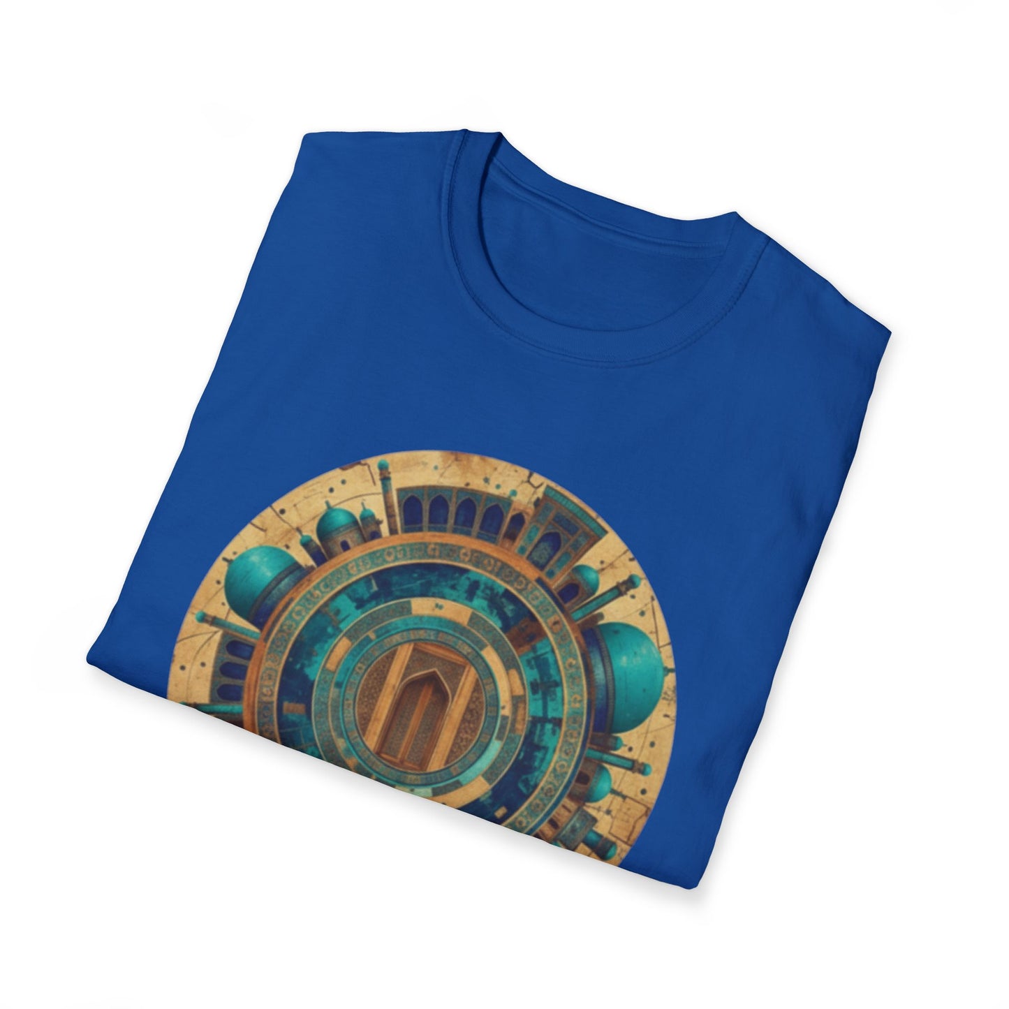 Sacred Geometry Mandala T-Shirt — Teal & Gold Spiritual Art Tee