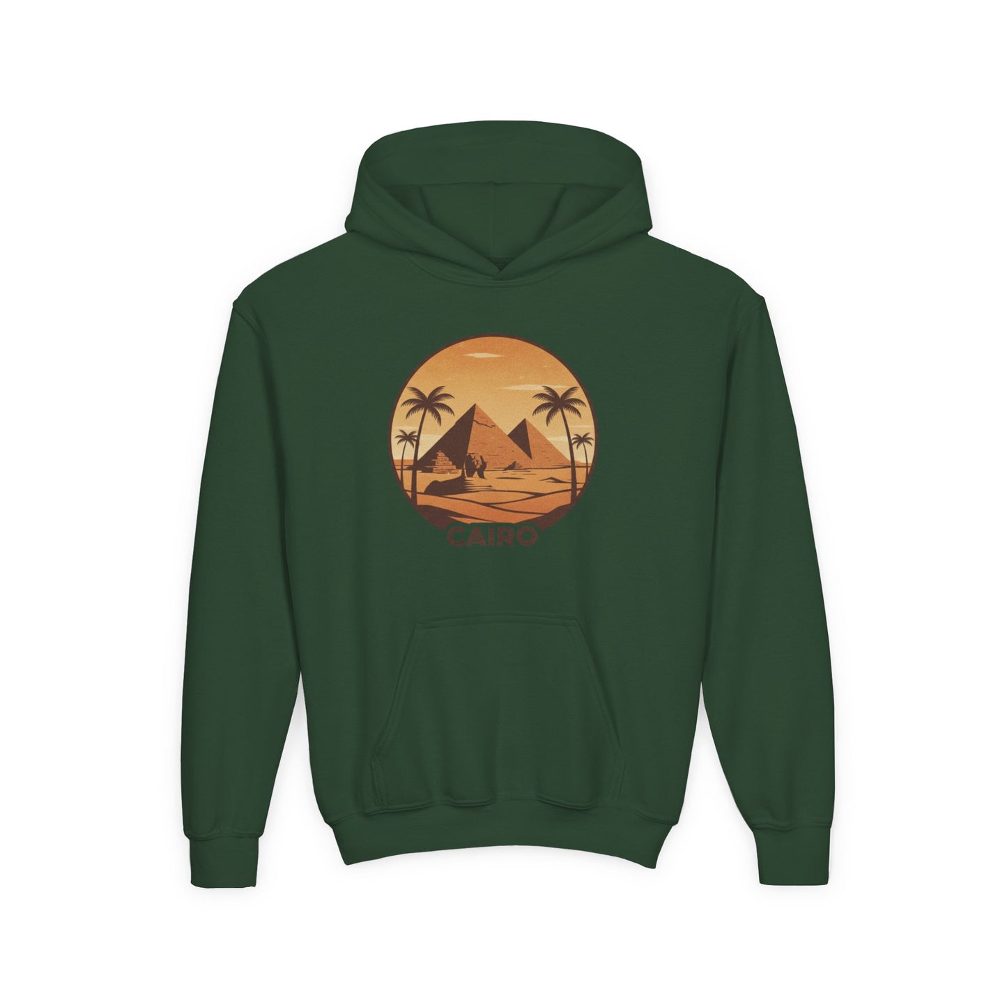 Youth Hoodie - Cairo Retro Pyramids Sunset Graphic