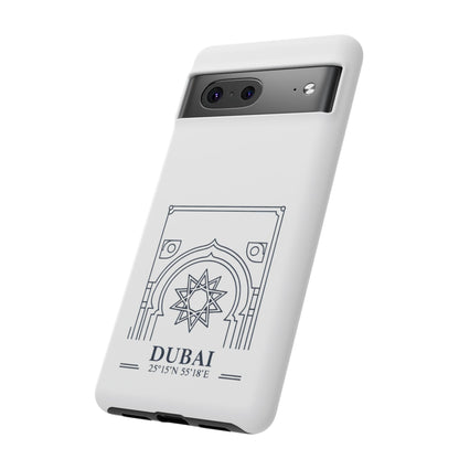 Dubai Architectural Phone Case — Minimal Souvenir Travel Design with Coordinates