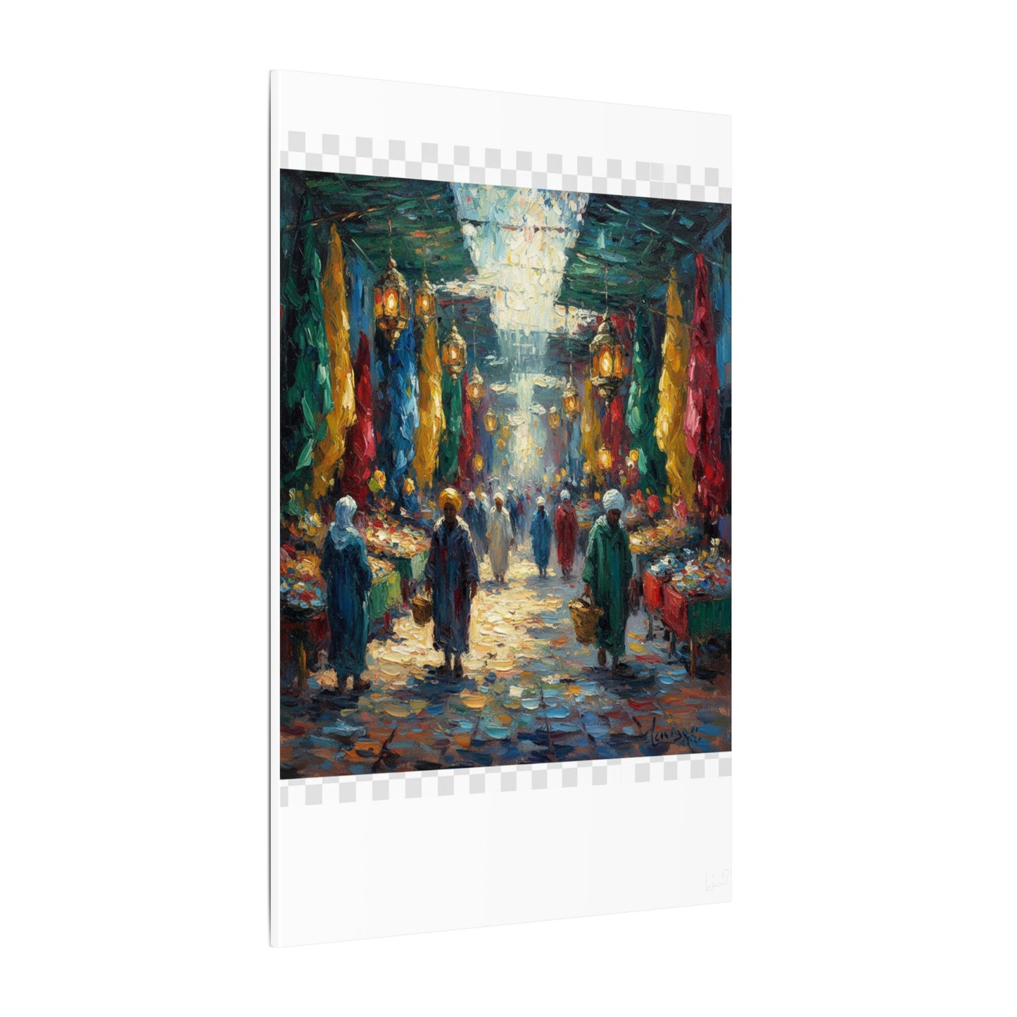 Middle Eastern Market Matte Canvas Wall Art — Colorful Bazaar Street Scene
