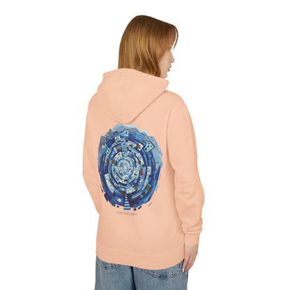 Abstract Blue Mandala Hoodie — Geometric Spiral Art Lightweight Hoodie