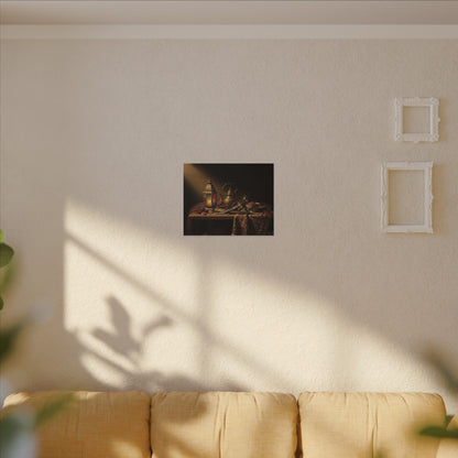 Oriental Still Life Canvas — Vintage Brass Teapot & Lantern Wall Art