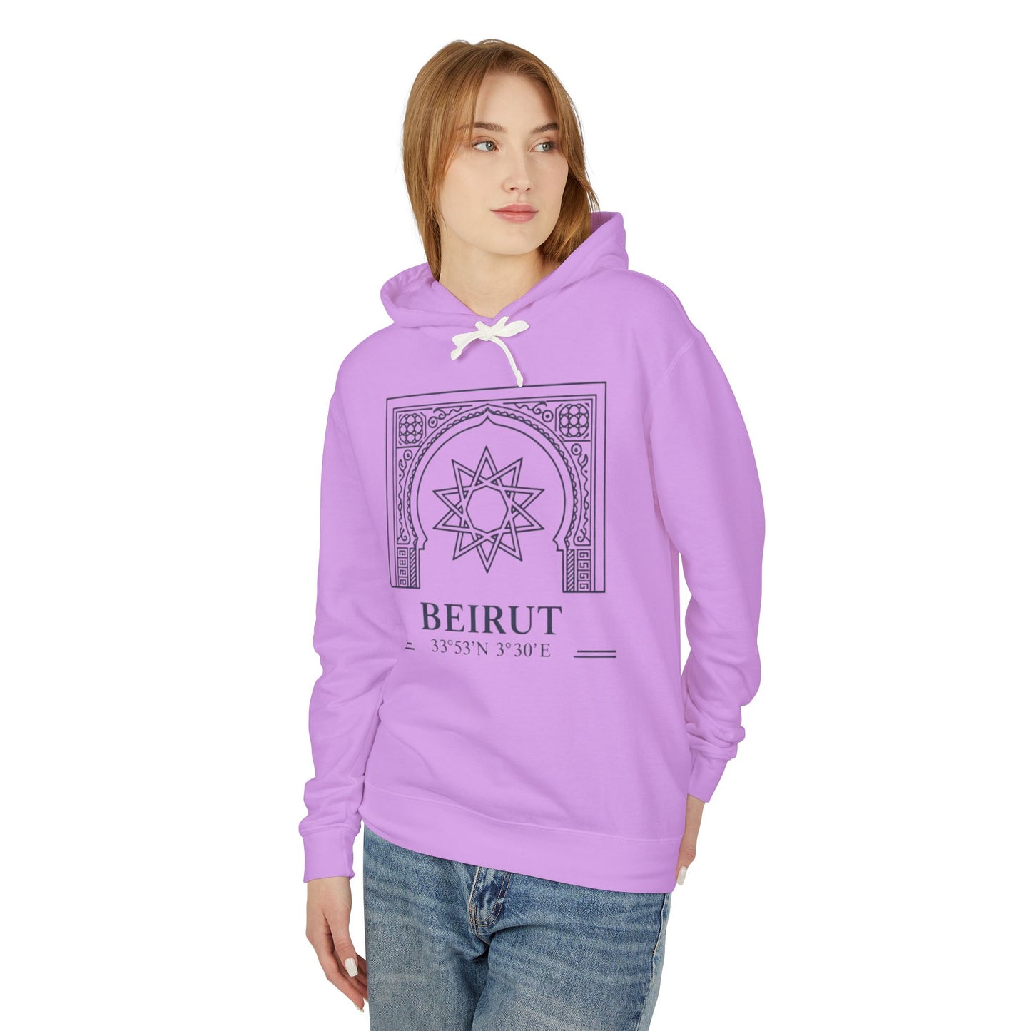 Beirut Arch Graphic Hoodie — Minimalist Beirut Coordinates Sweatshirt