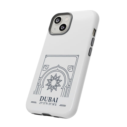 Dubai Architectural Phone Case — Minimal Souvenir Travel Design with Coordinates