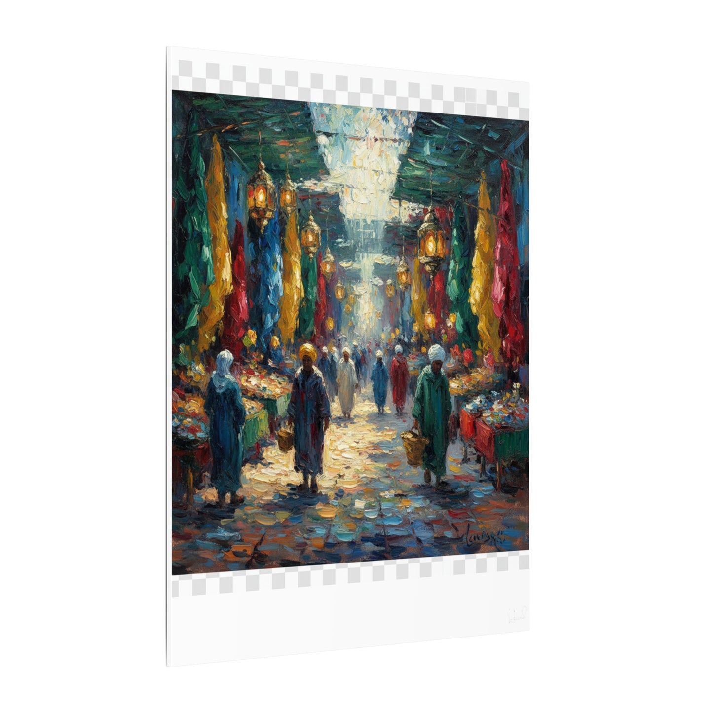 Middle Eastern Market Matte Canvas Wall Art — Colorful Bazaar Street Scene