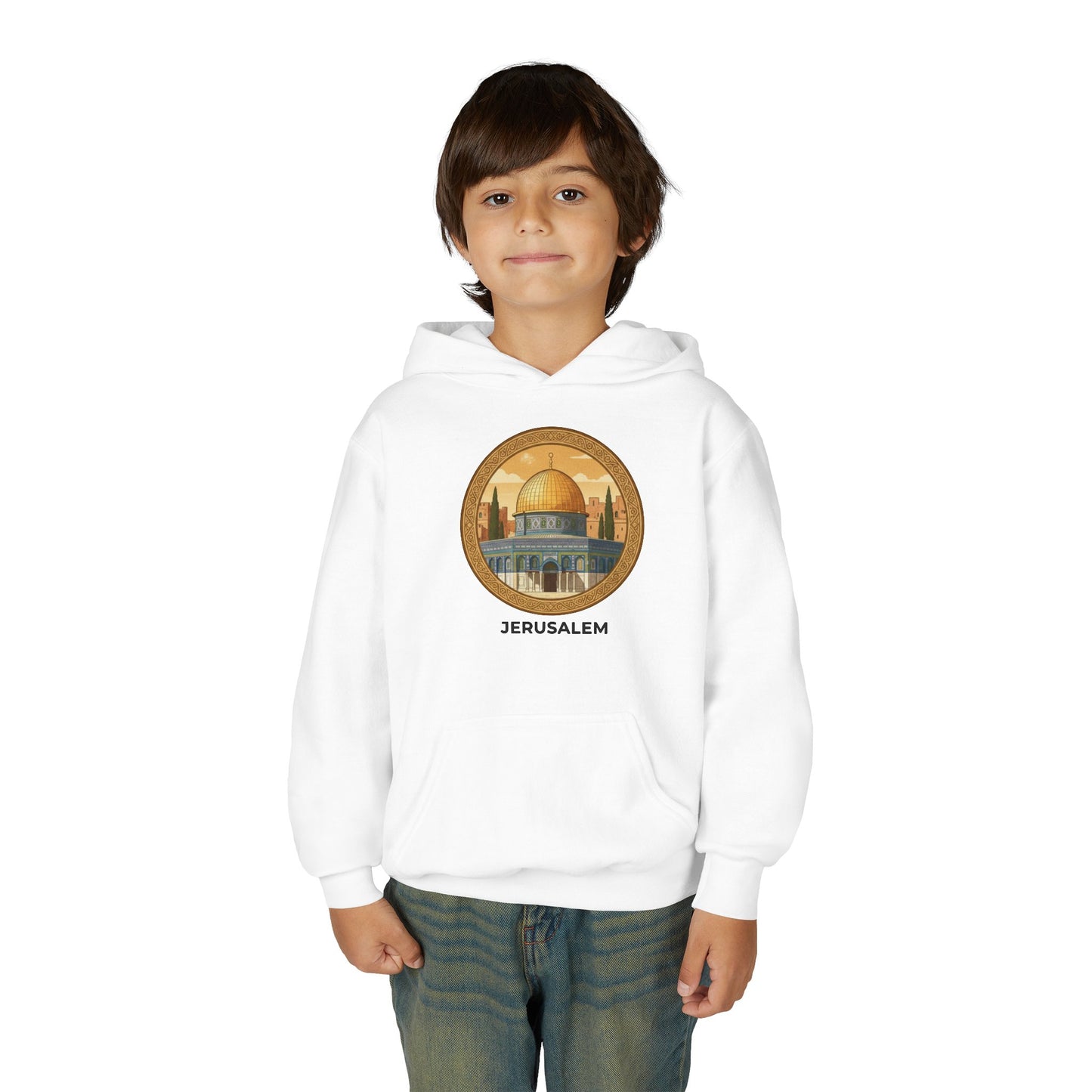 Jerusalem Dome Youth Hoodie – Vintage Dome of the Rock Graphic