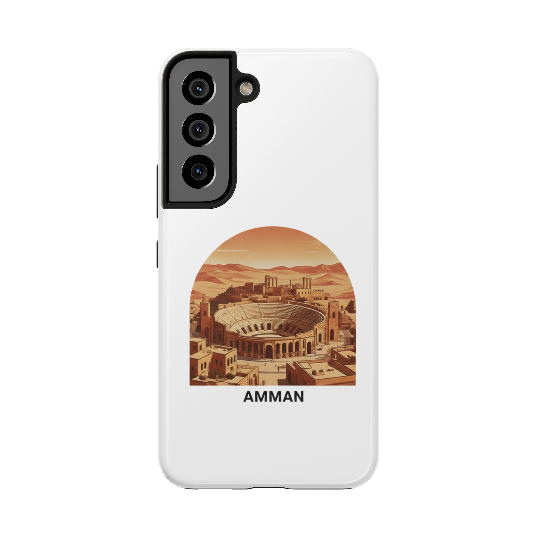 Amman Coliseum Tough Phone Case — Vintage Desert Cityscape Protective Cover