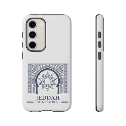 Jeddah Coordinates Phone Case — Arabic Arch Geometric Design