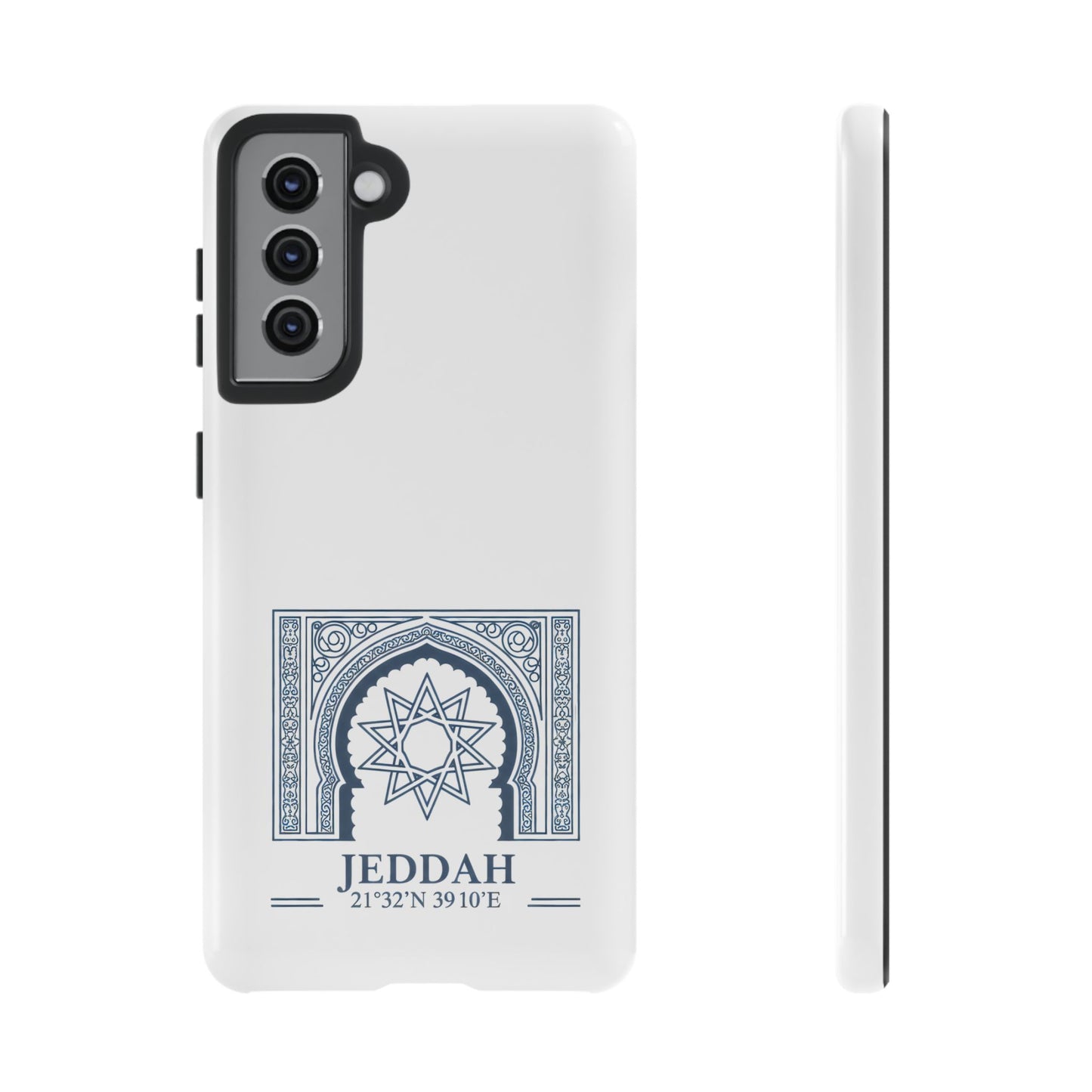 Jeddah Coordinates Phone Case — Blue Islamic Arch Travel Souvenir