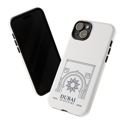 Dubai Architectural Phone Case — Minimal Souvenir Travel Design with Coordinates