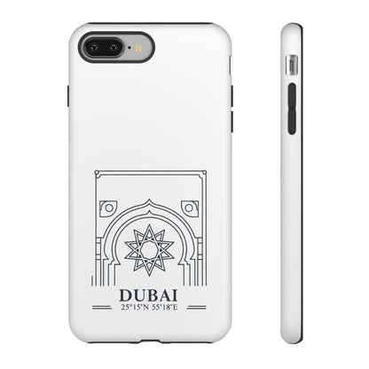 Dubai Architectural Phone Case — Minimal Souvenir Travel Design with Coordinates