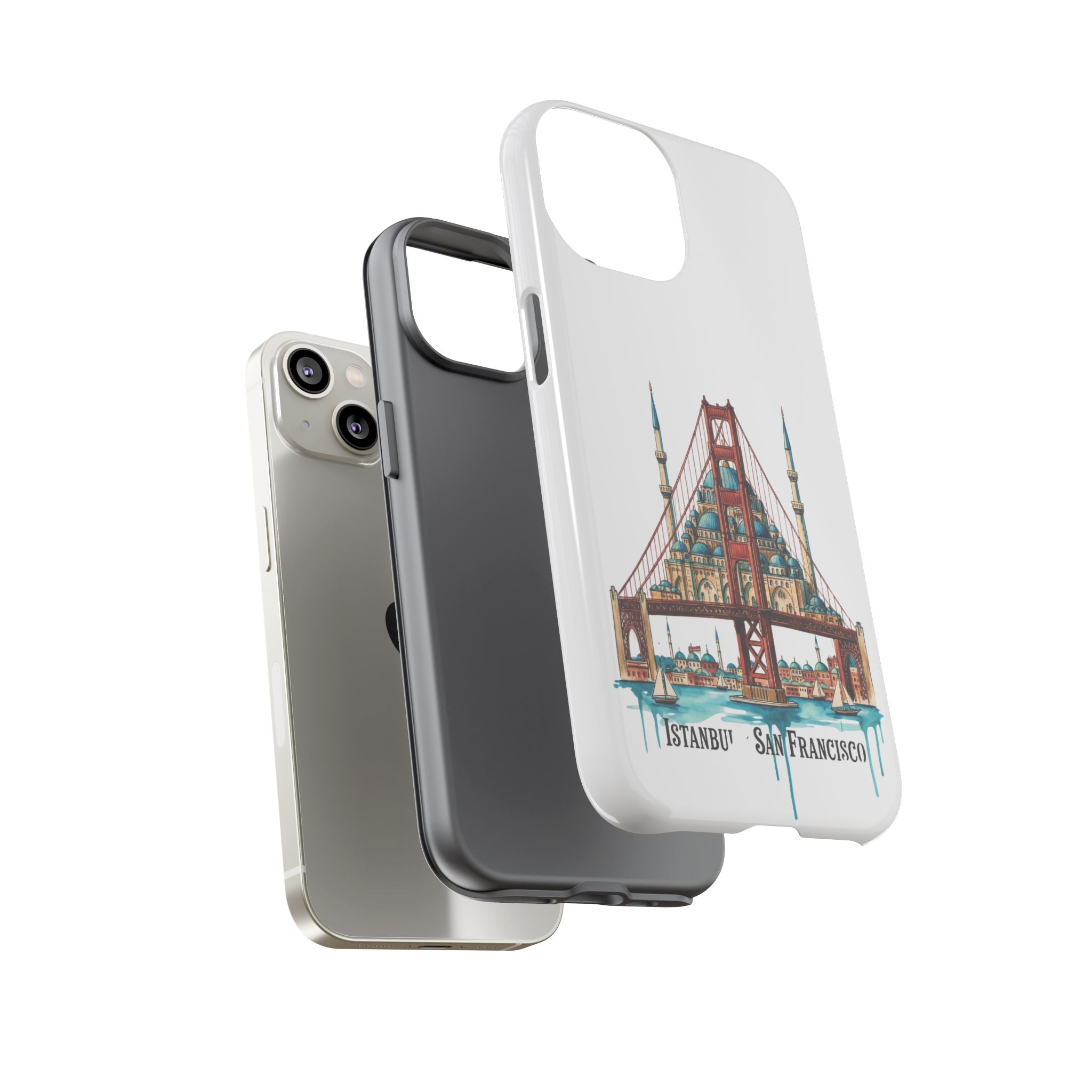 City Bridge Phone Case — Istanbul × San Francisco Illustrated Travel Design
