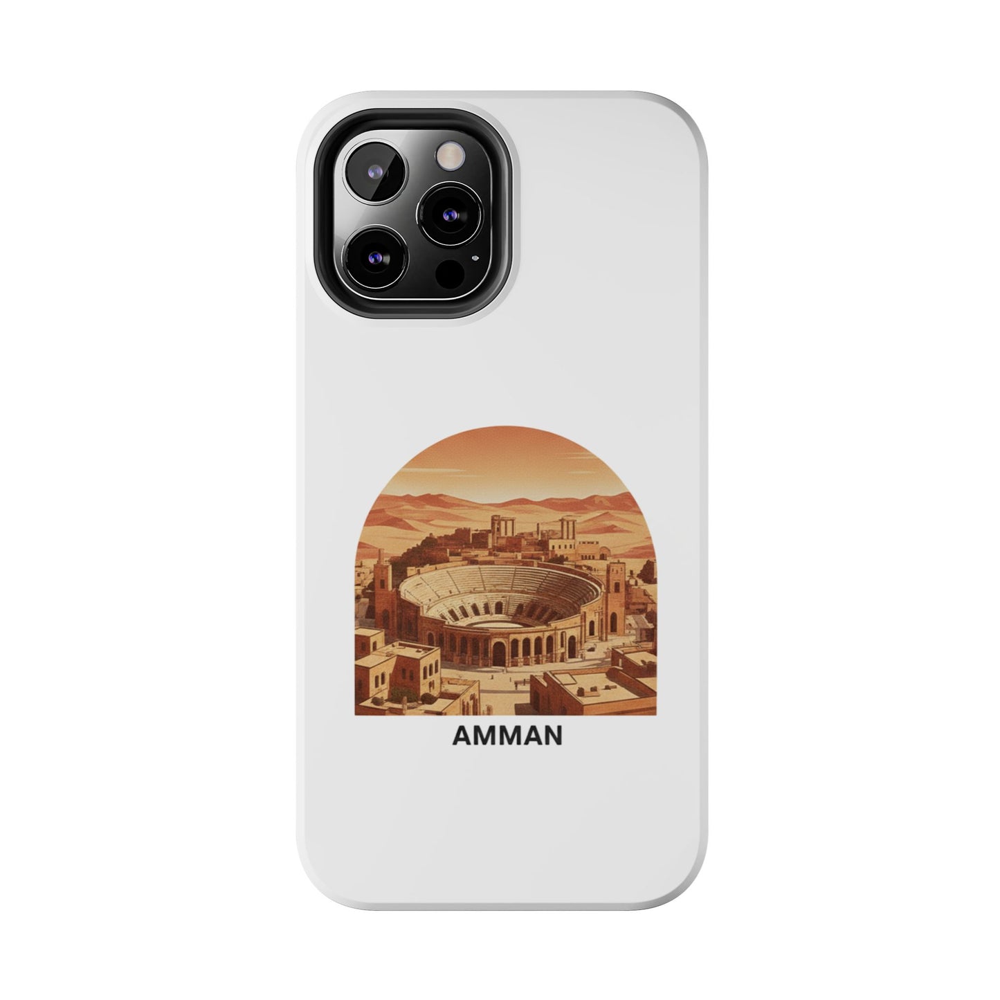 Amman Coliseum Tough Phone Case — Vintage Desert Cityscape Protective Cover