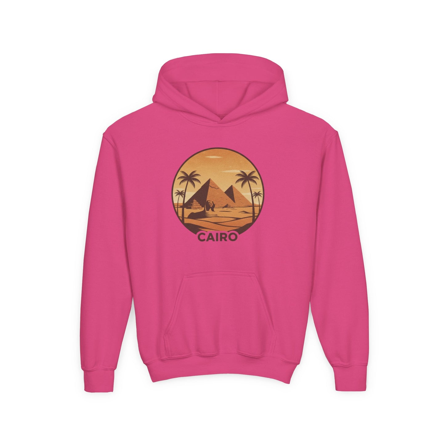 Youth Hoodie - Cairo Retro Pyramids Sunset Graphic