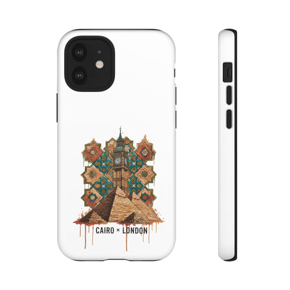 Cairo × London Phone Case — Vintage Mosaic Pyramids & Big Ben Travel Design