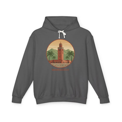 Marrakech Vintage Travel Hoodie — Retro Palm Tree Morocco Sweatshirt