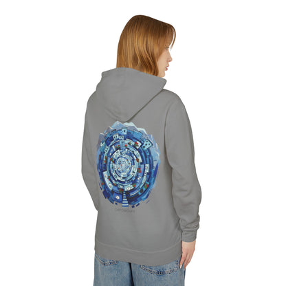 Abstract Blue Mandala Hoodie — Geometric Spiral Art Lightweight Hoodie