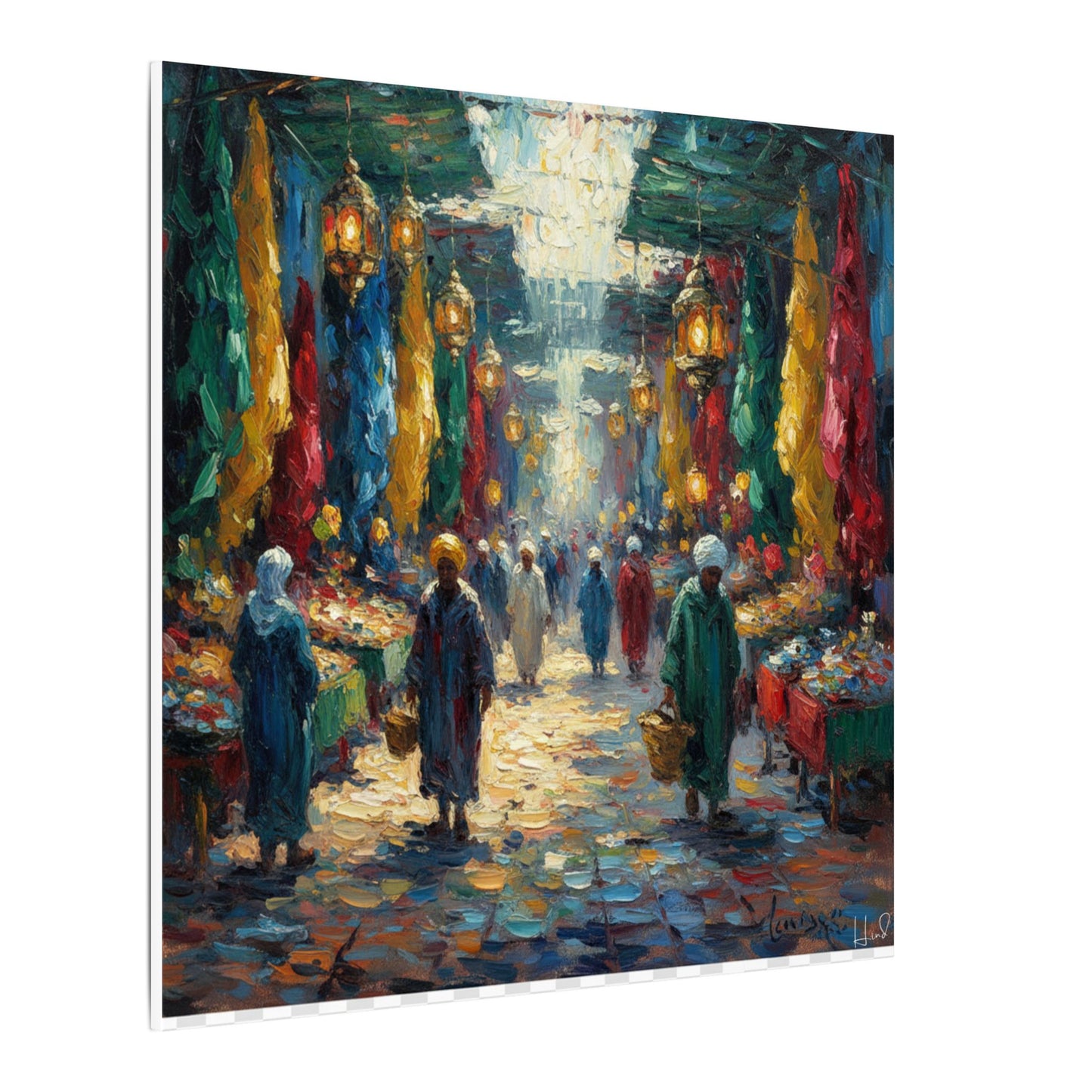 Middle Eastern Market Matte Canvas Wall Art — Colorful Bazaar Street Scene