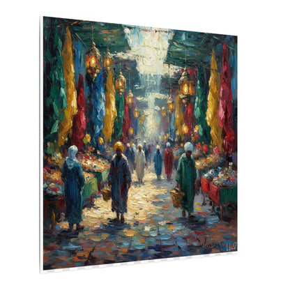 Middle Eastern Market Matte Canvas Wall Art — Colorful Bazaar Street Scene