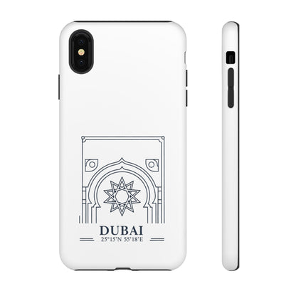 Dubai Architectural Phone Case — Minimal Souvenir Travel Design with Coordinates