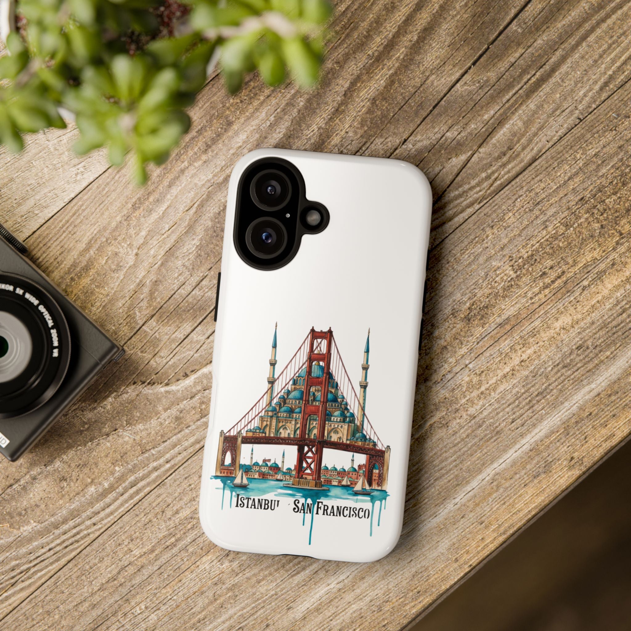 City Bridge Phone Case — Istanbul × San Francisco Illustrated Travel Design