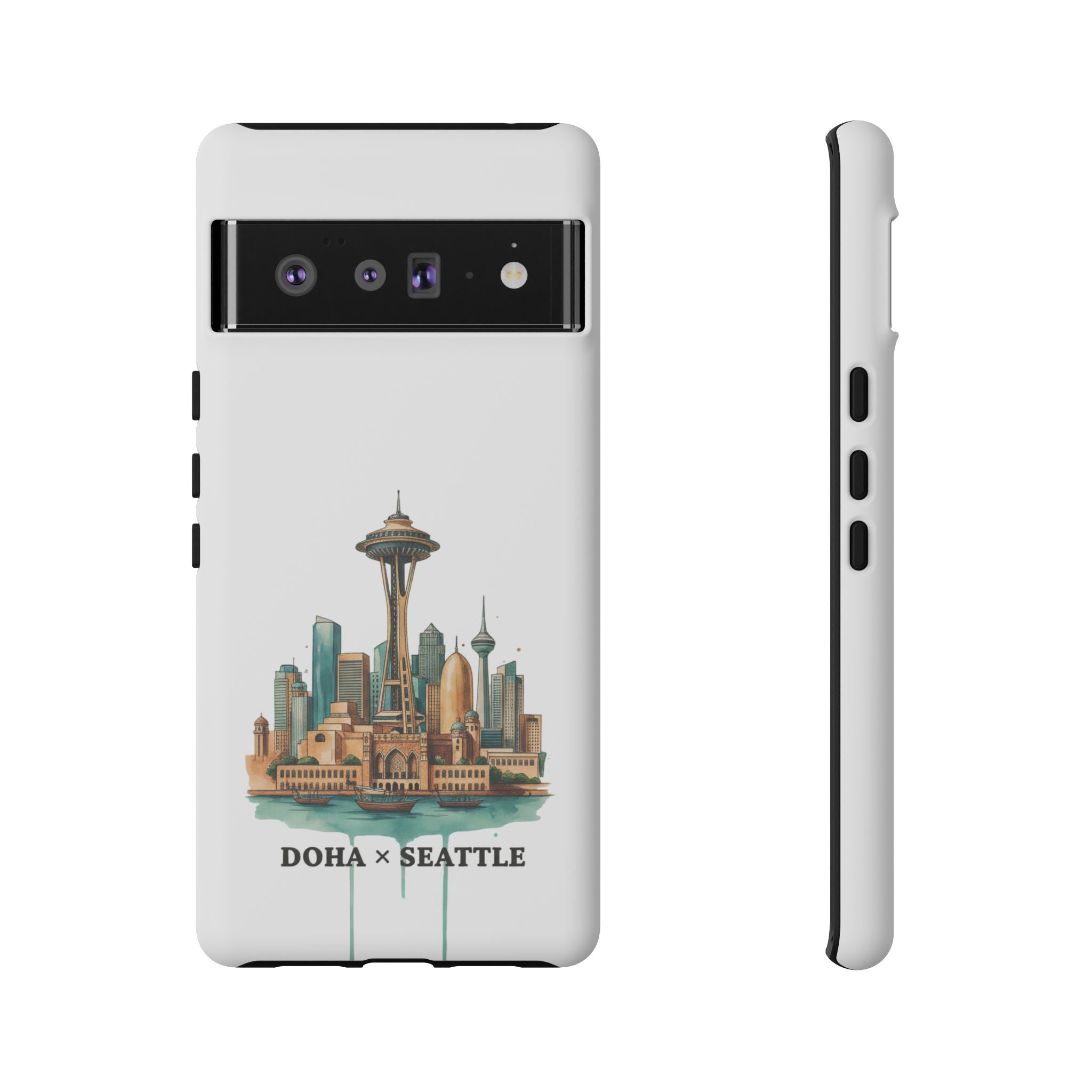 Doha x Seattle Skyline Tough Phone Case — Cityscape Protective Phone Cover