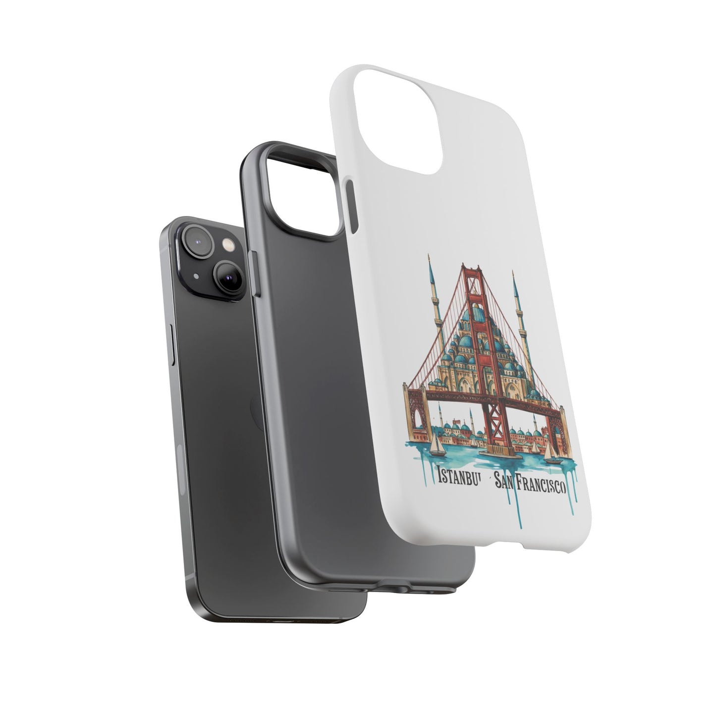 City Bridge Phone Case — Istanbul × San Francisco Illustrated Travel Design